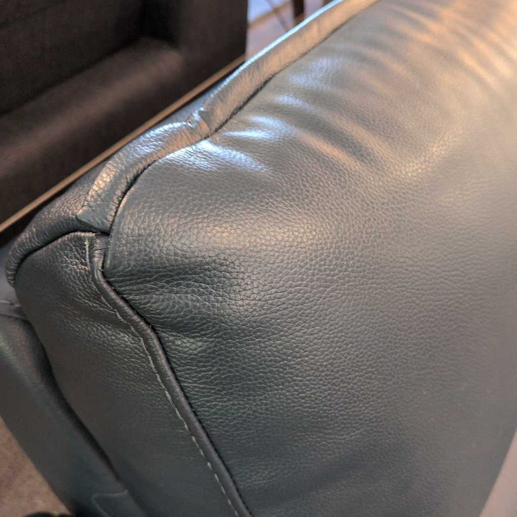 Peacock Blue Mod Lthr Pwr Sofa
