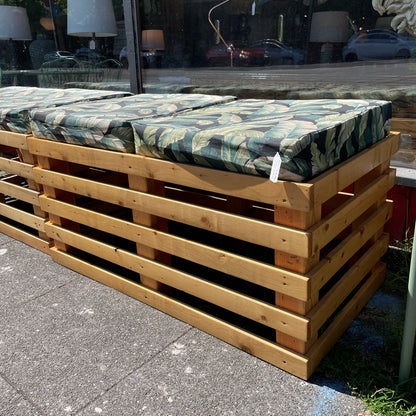 Pine Slat Outdoor Bench with Palm Fabric C DINING BENCHES