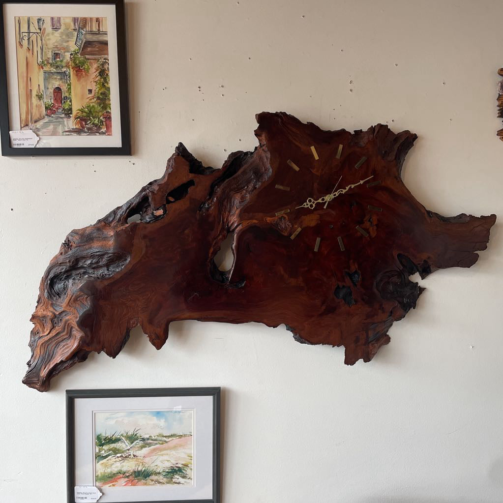 Vintage Redwood Live Edge Wall Clock
