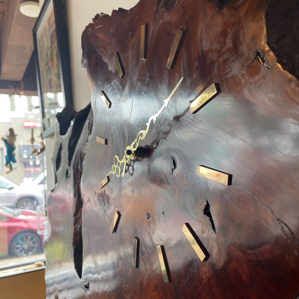 Vintage Redwood Live Edge Wall Clock