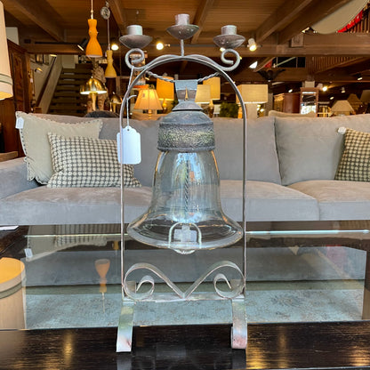Metal and Glass Bell with Votive Display on Top