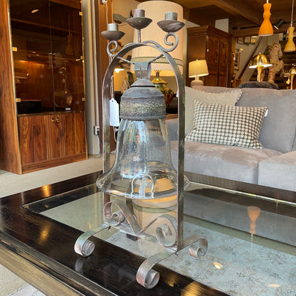Metal and Glass Bell with Votive Display on Top