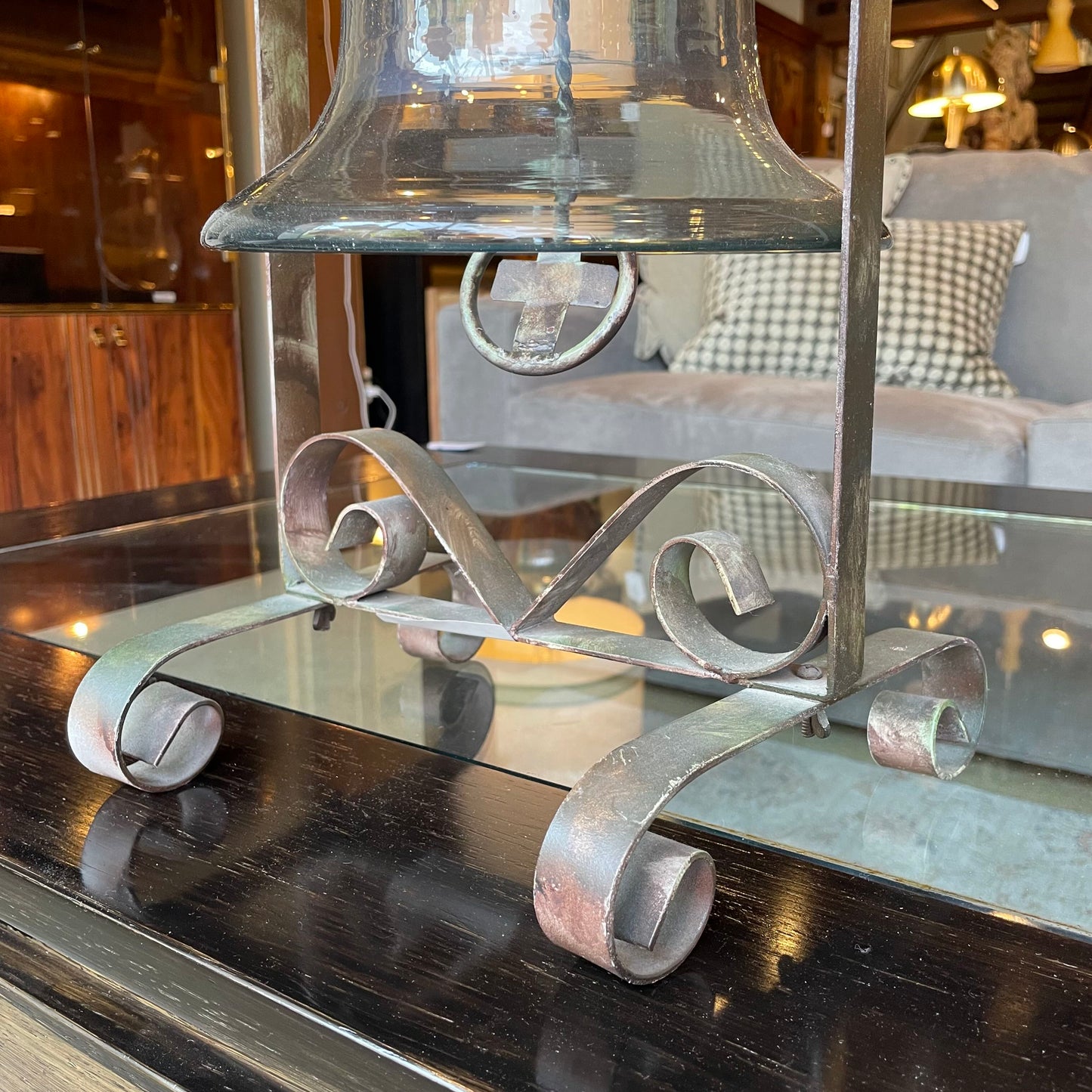 Metal and Glass Bell with Votive Display on Top