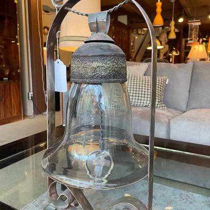 Metal and Glass Bell with Votive Display on Top
