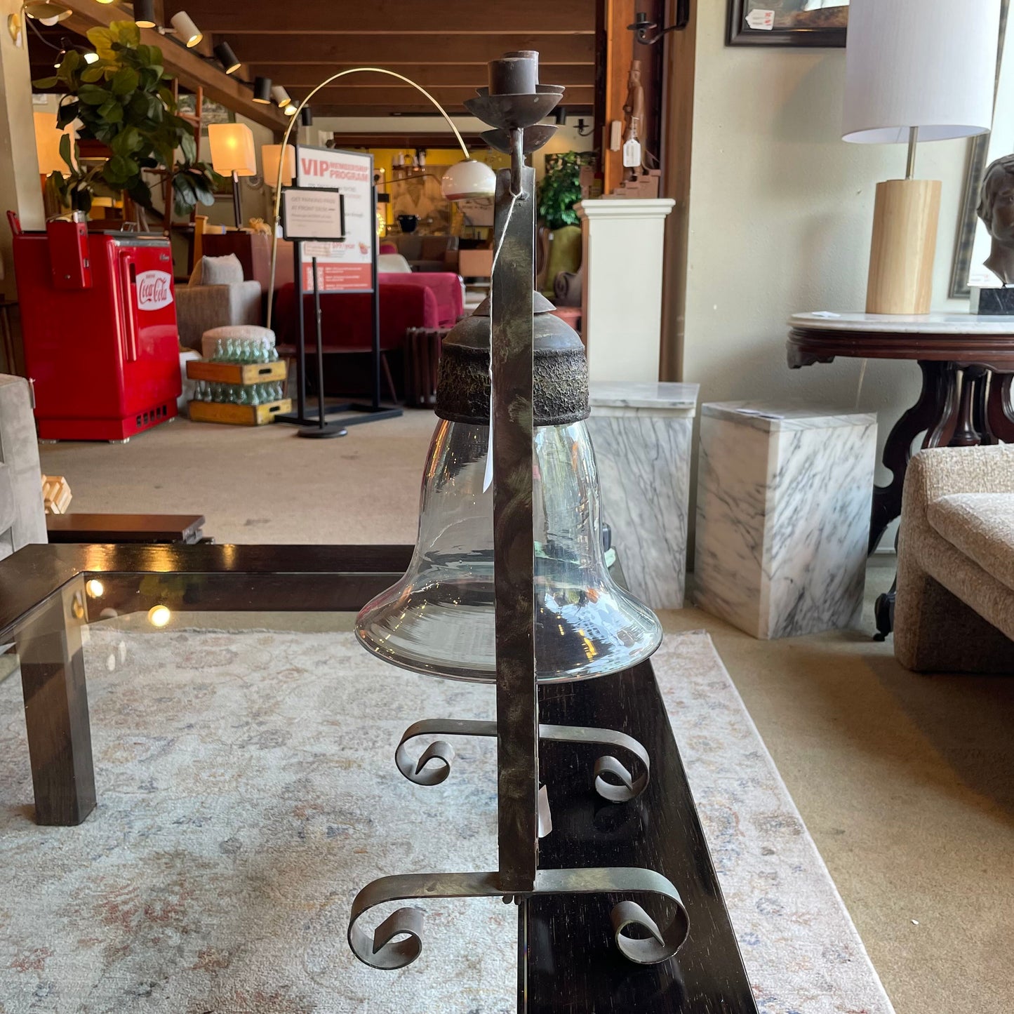 Metal and Glass Bell with Votive Display on Top
