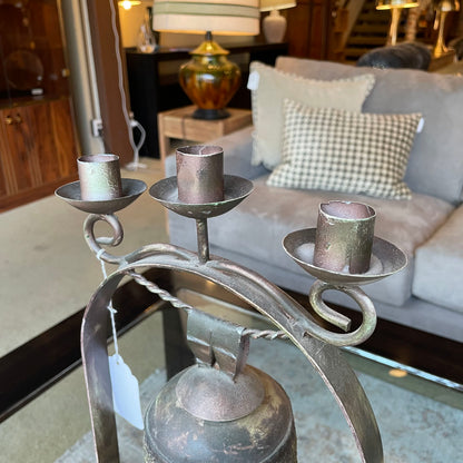 Metal and Glass Bell with Votive Display on Top