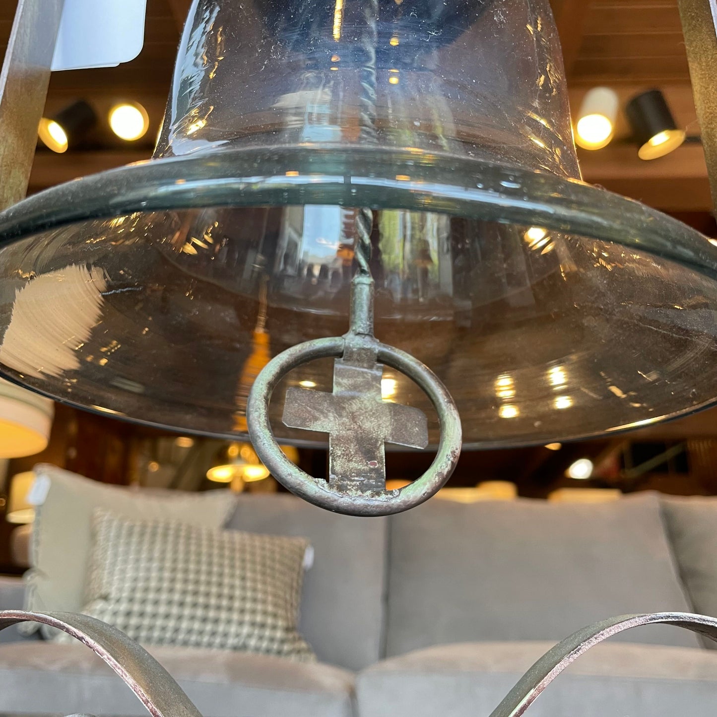 Metal and Glass Bell with Votive Display on Top