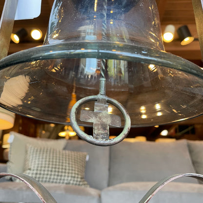 Metal and Glass Bell with Votive Display on Top