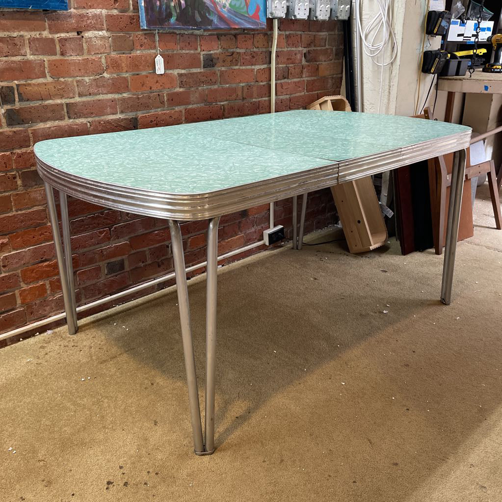 Vintage Formica Green Martini Ice Expanding Dining Table
