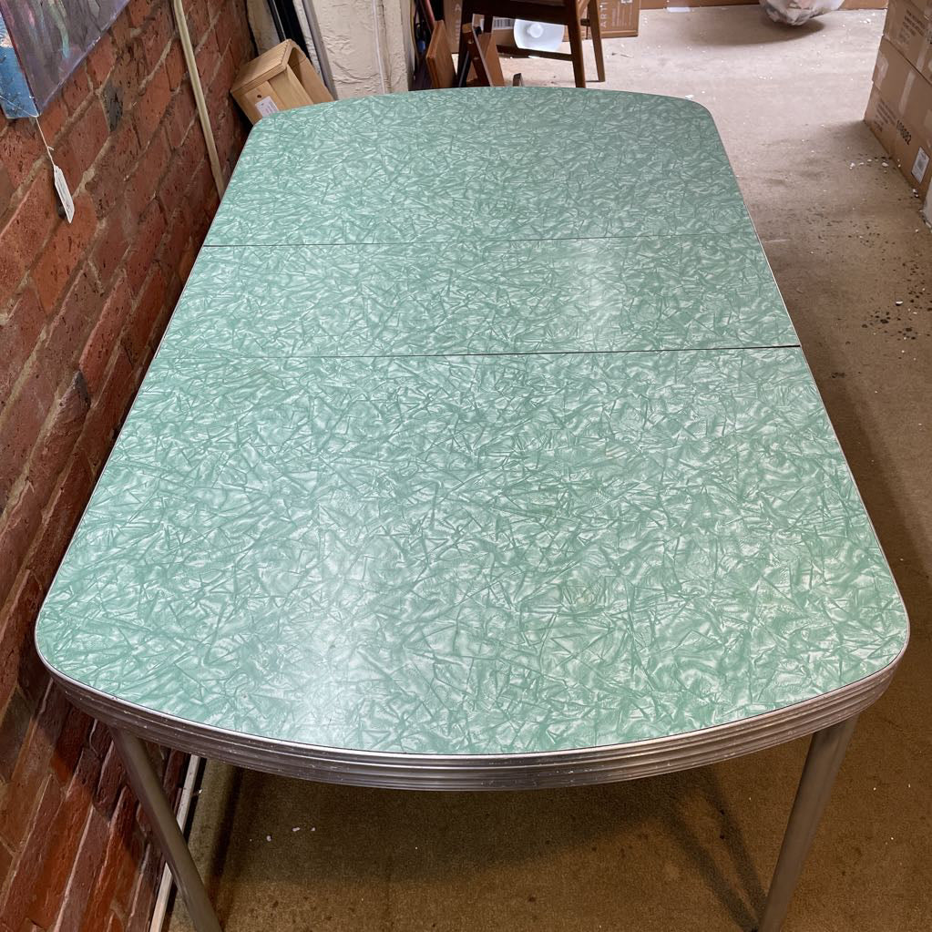 Vintage Formica Green Martini Ice Expanding Dining Table