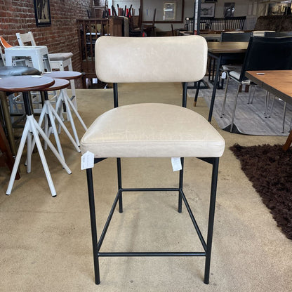 PB Grey Leather Counter Stool C STOOLS