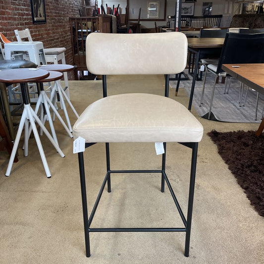 PB Grey Leather Counter Stool C STOOLS