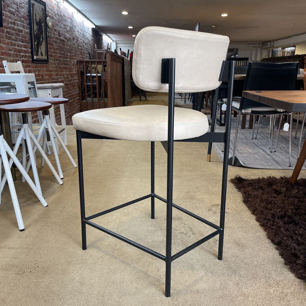 PB Grey Leather Counter Stool C STOOLS