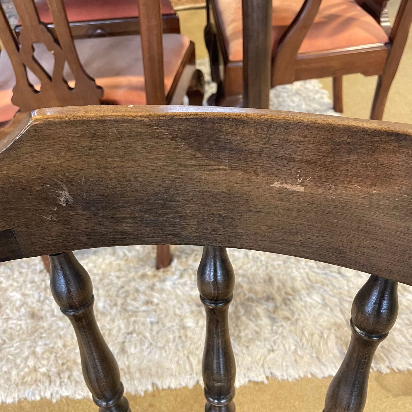 Dark Turned Wood Smokers Bow Chair Set of 6 C DINING CHAIRS