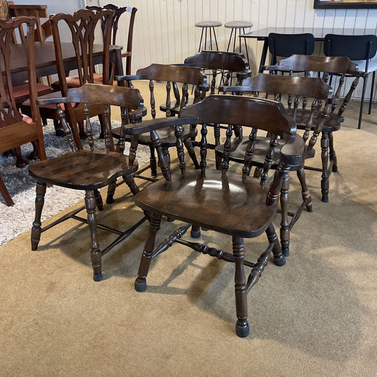 Dark Turned Wood Smokers Bow Chair Set of 6 C DINING CHAIRS