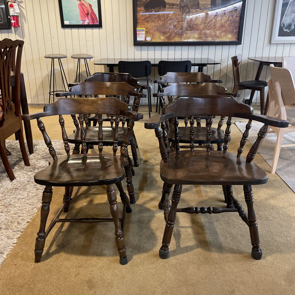 Dark Turned Wood Smokers Bow Chair Set of 6 C DINING CHAIRS