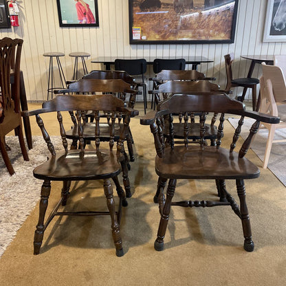 Dark Turned Wood Smokers Bow Chair Set of 6 C DINING CHAIRS