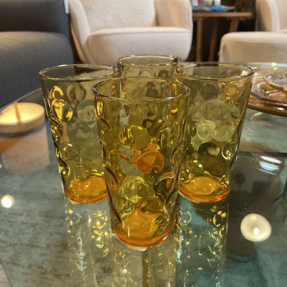 Vintage Gold Dimpled Tumbler Set/4
