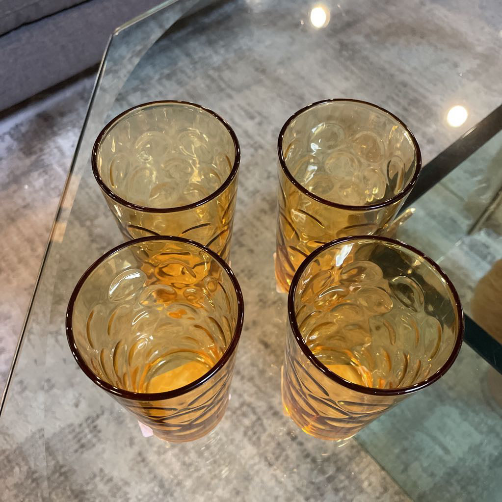Vintage Gold Dimpled Tumbler Set/4
