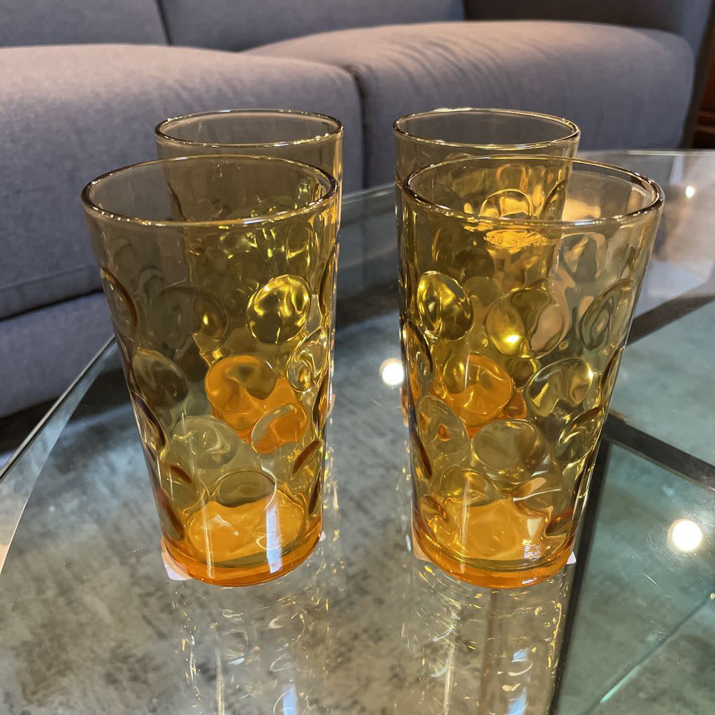 Vintage Gold Dimpled Tumbler Set/4