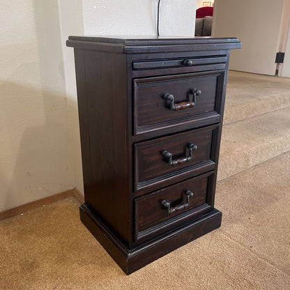 Dark Wood 3 Drawer Nightstand