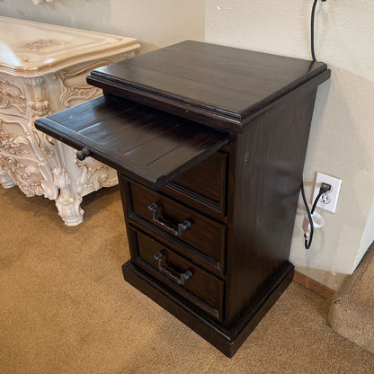 Dark Wood 3 Drawer Nightstand