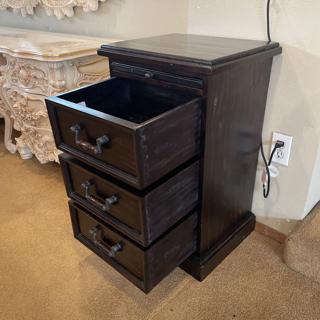 Dark Wood 3 Drawer Nightstand