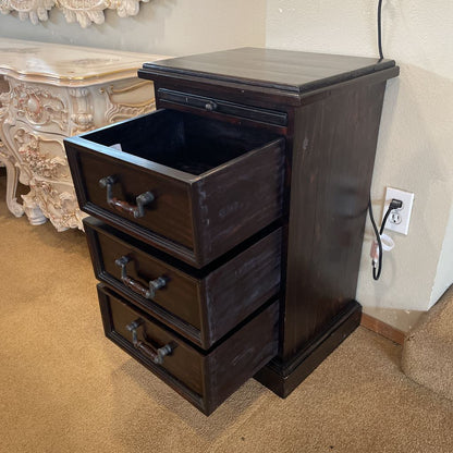 Dark Wood 3 Drawer Nightstand