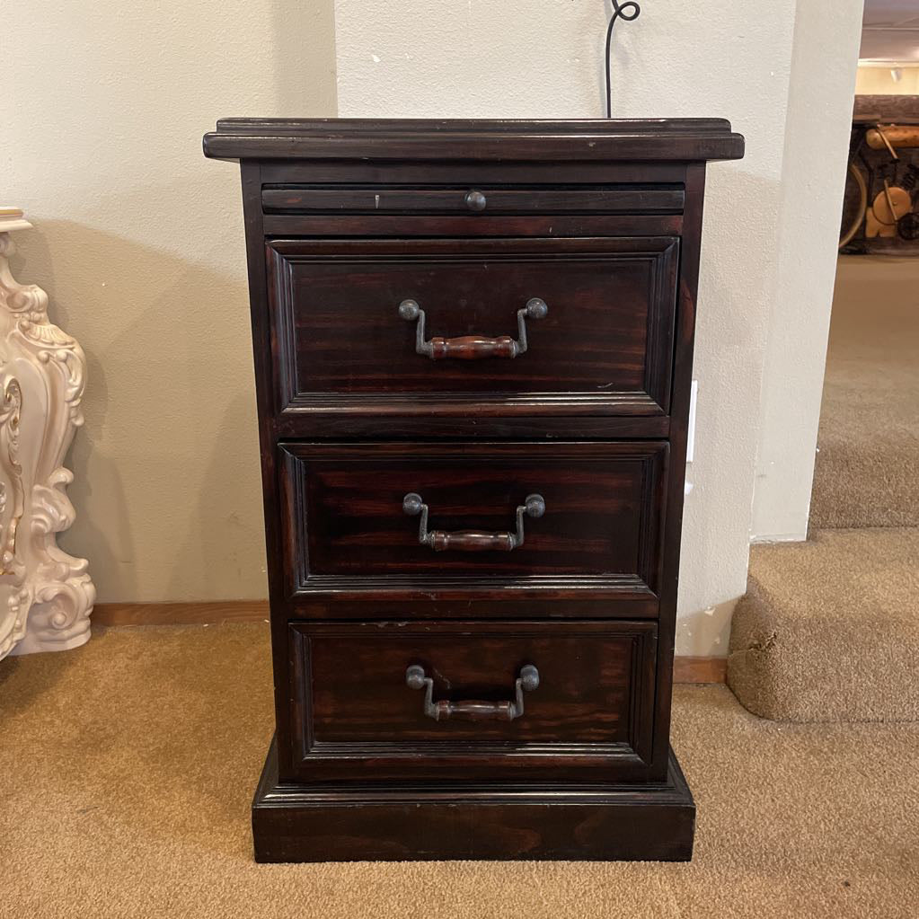 Dark Wood 3 Drawer Nightstand