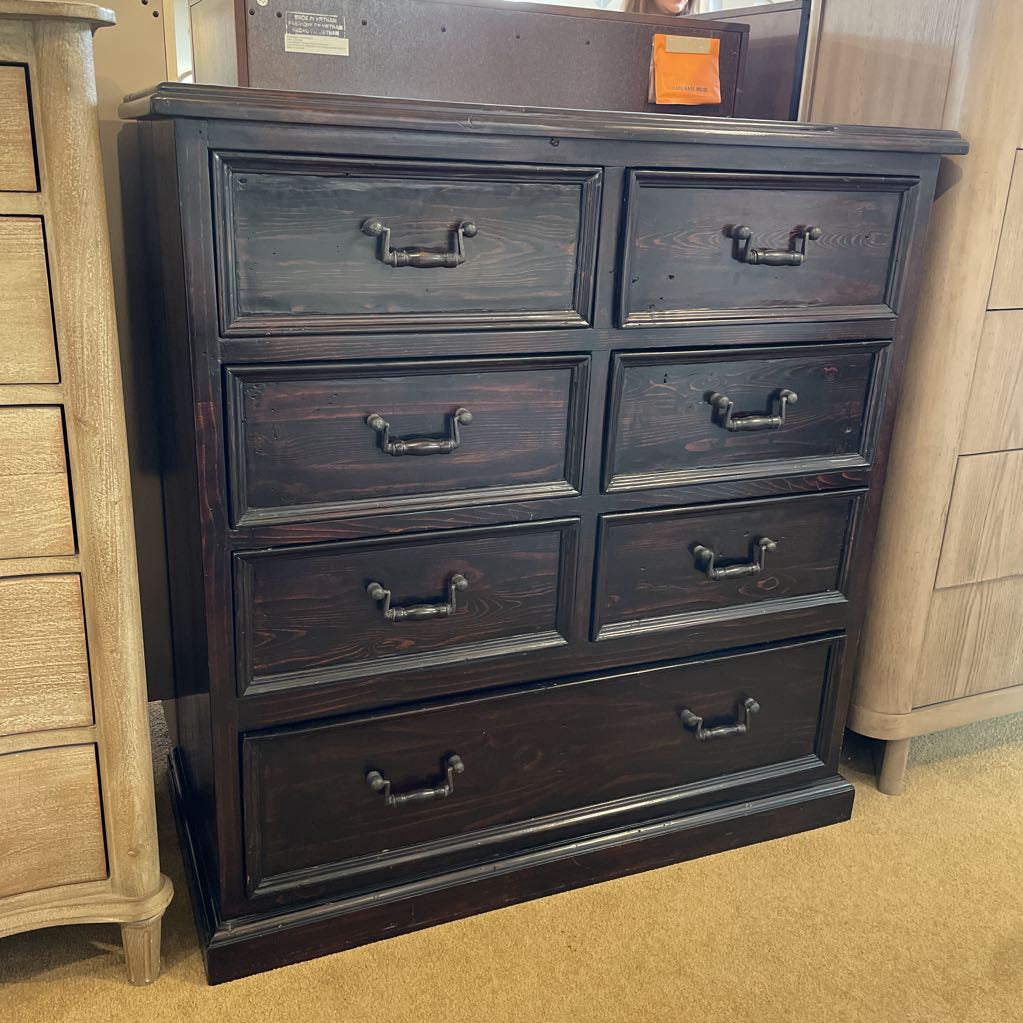 Dark Wood 7 Drawer Mid Height Dresser C LOWBOYS