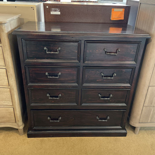 Dark Wood 7 Drawer Mid Height Dresser C LOWBOYS
