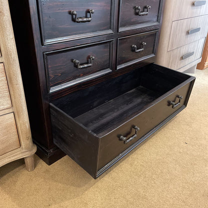 Dark Wood 7 Drawer Mid Height Dresser C LOWBOYS