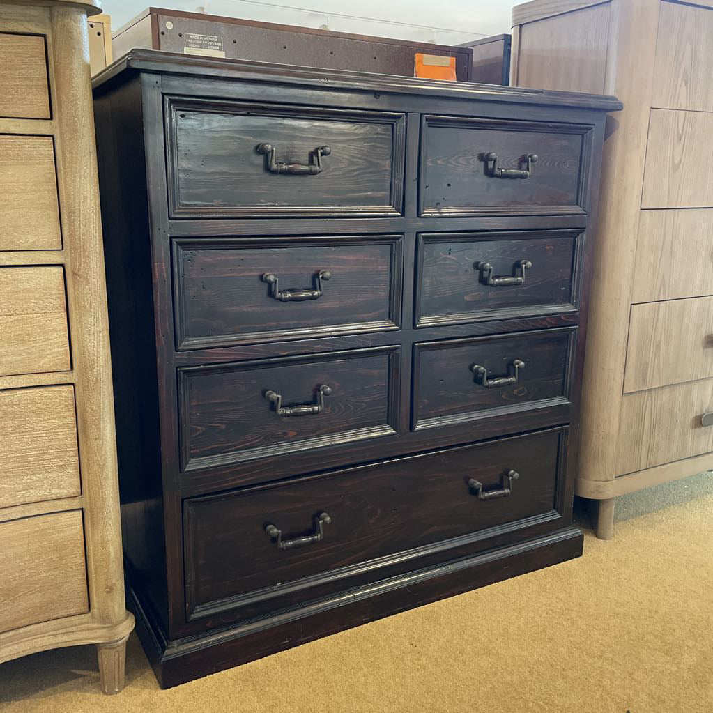Dark Wood 7 Drawer Mid Height Dresser C LOWBOYS