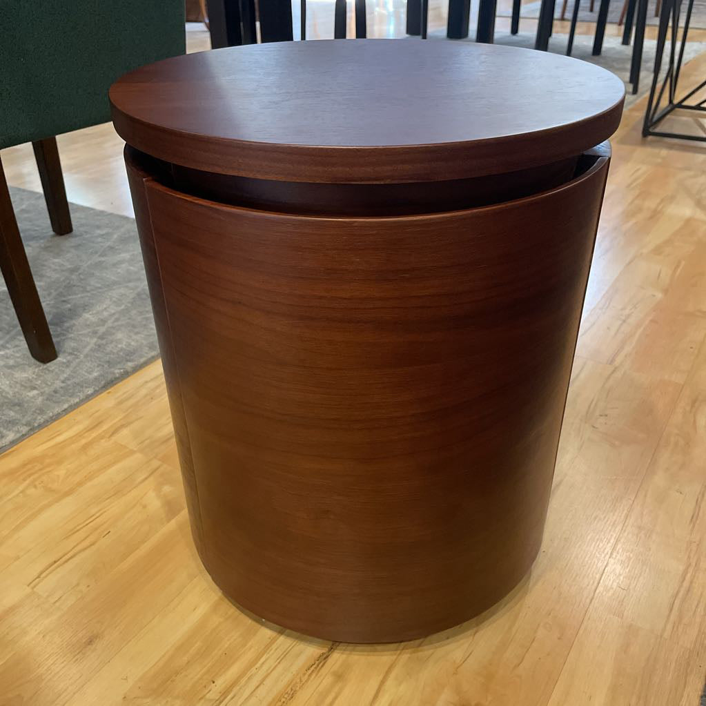 Walnut Finish Plinth Storage End Table
