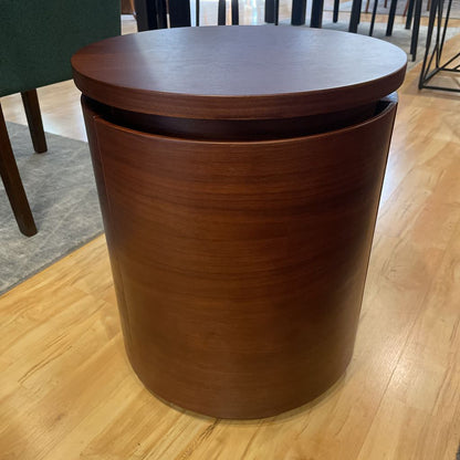 Walnut Finish Plinth Storage End Table