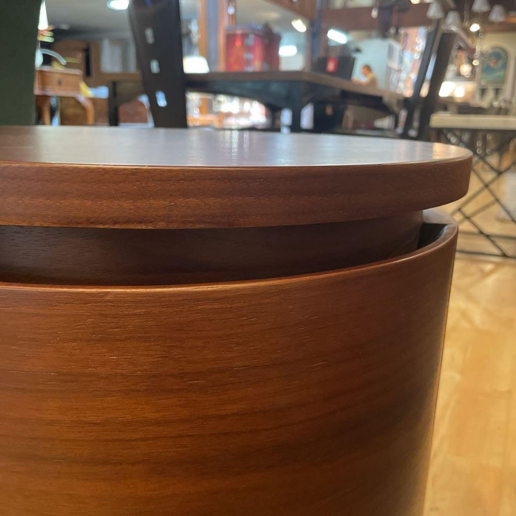 Walnut Finish Plinth Storage End Table