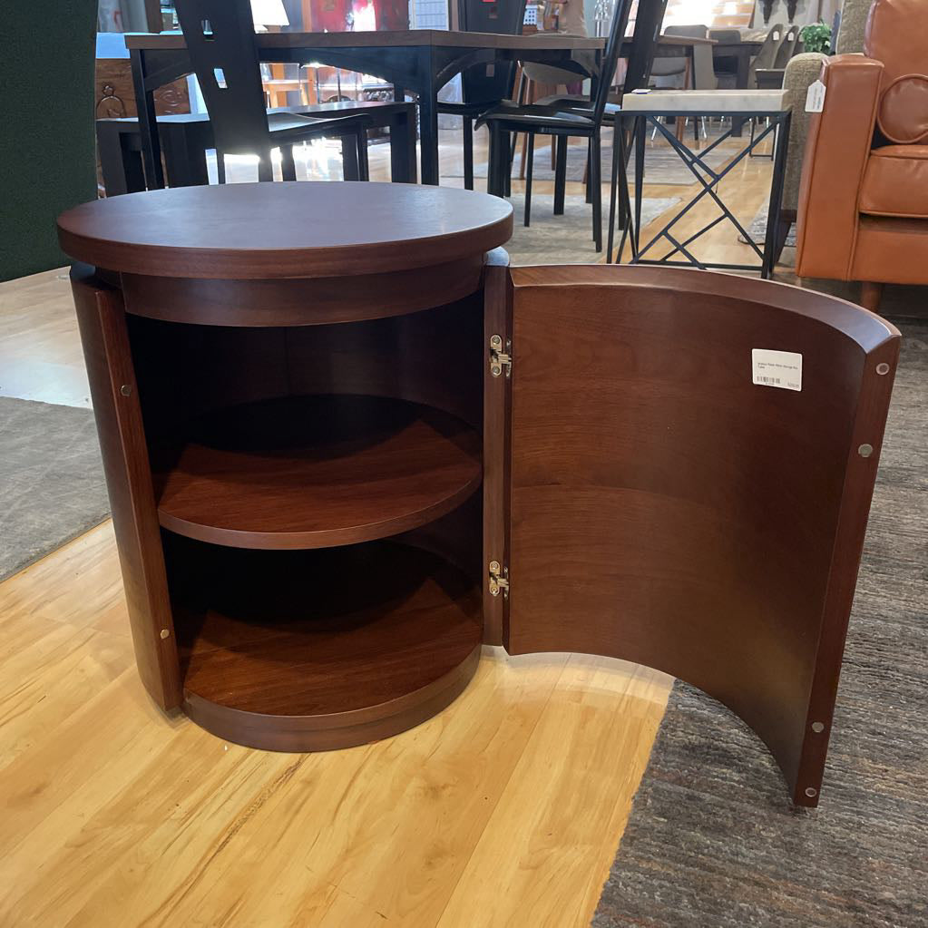 Walnut Finish Plinth Storage End Table