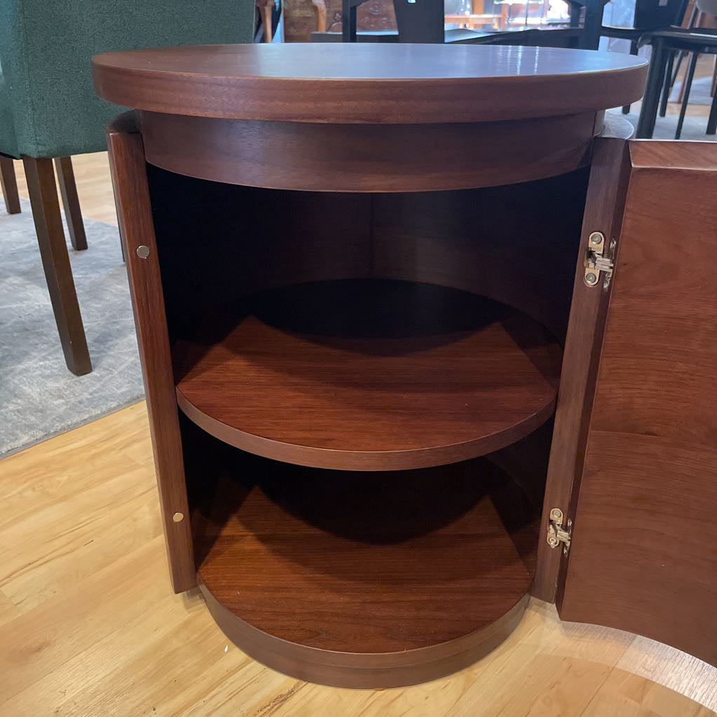 Walnut Finish Plinth Storage End Table
