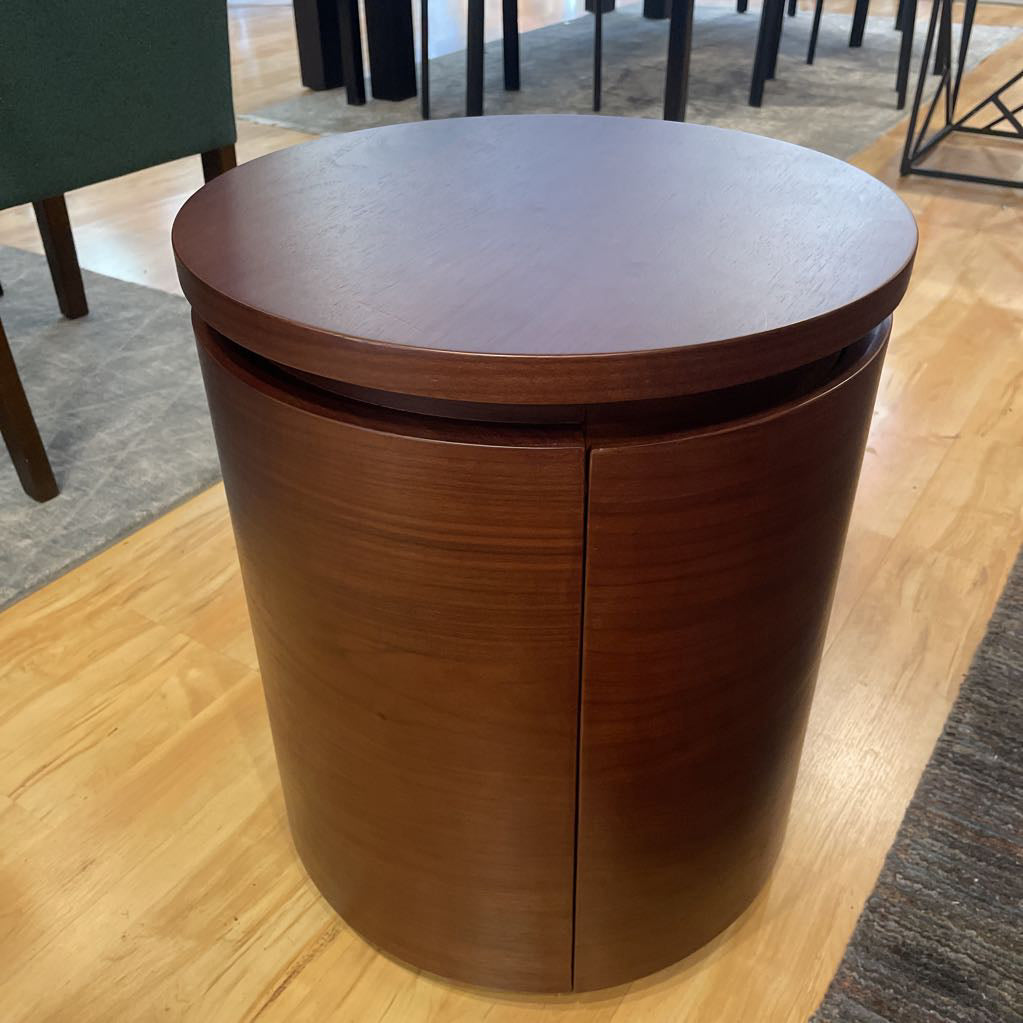 Walnut Finish Plinth Storage End Table