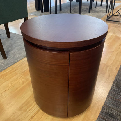 Walnut Finish Plinth Storage End Table