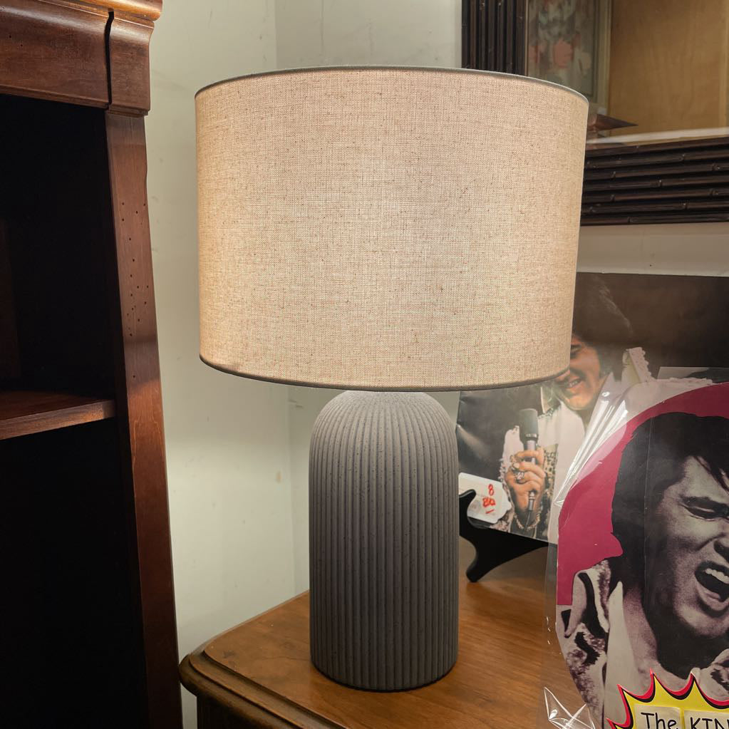 Palisade Grey Ribbed Table Lamp LAMPS