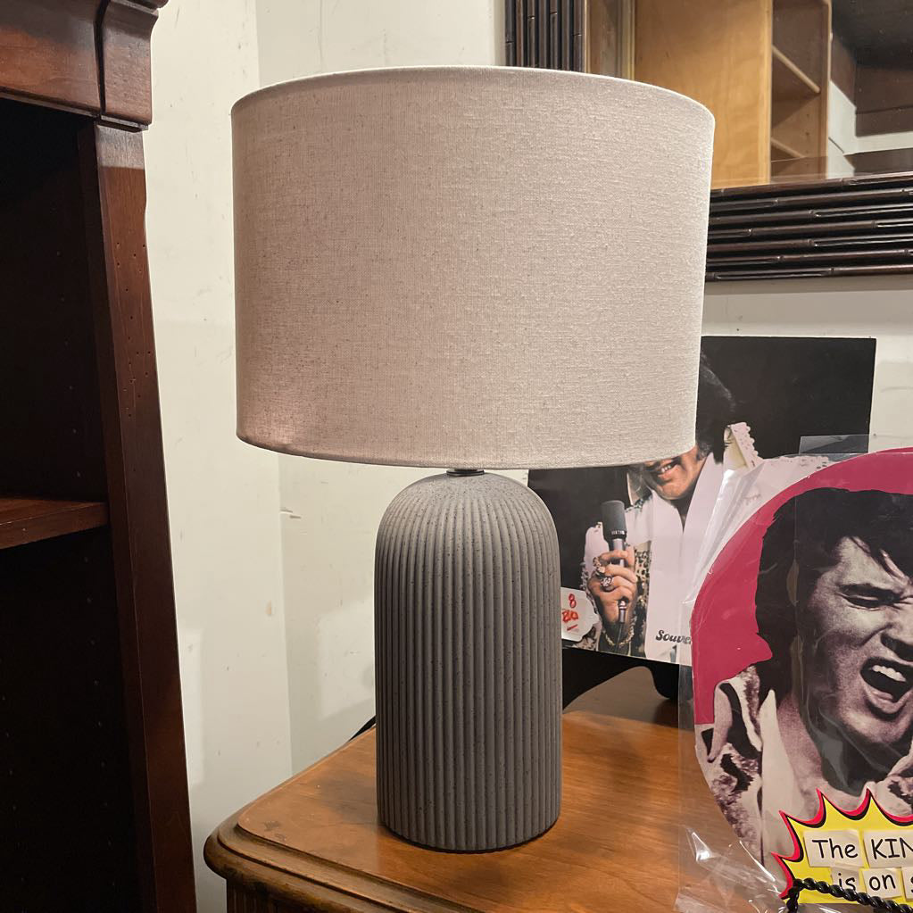 Palisade Grey Ribbed Table Lamp LAMPS