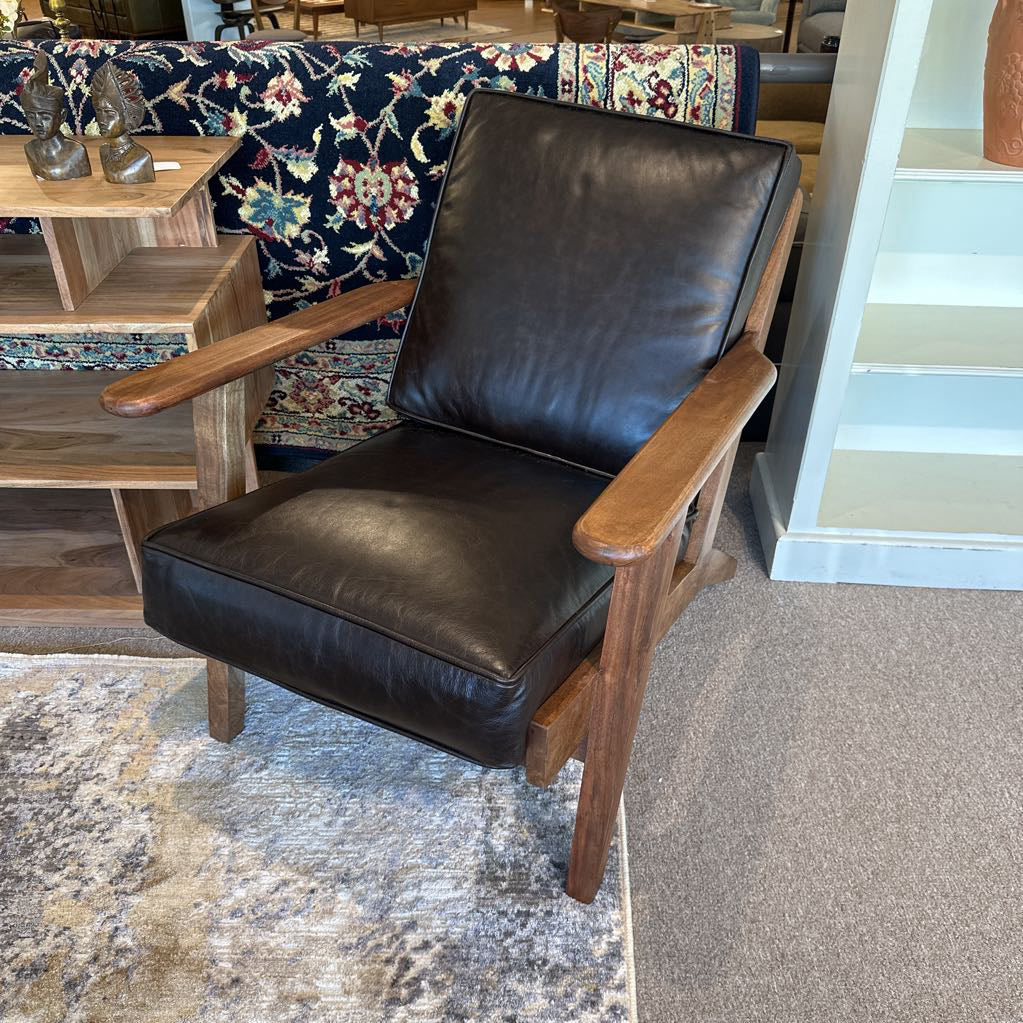 Walnut Leather Accent Chair U ACCENT CHAIRS