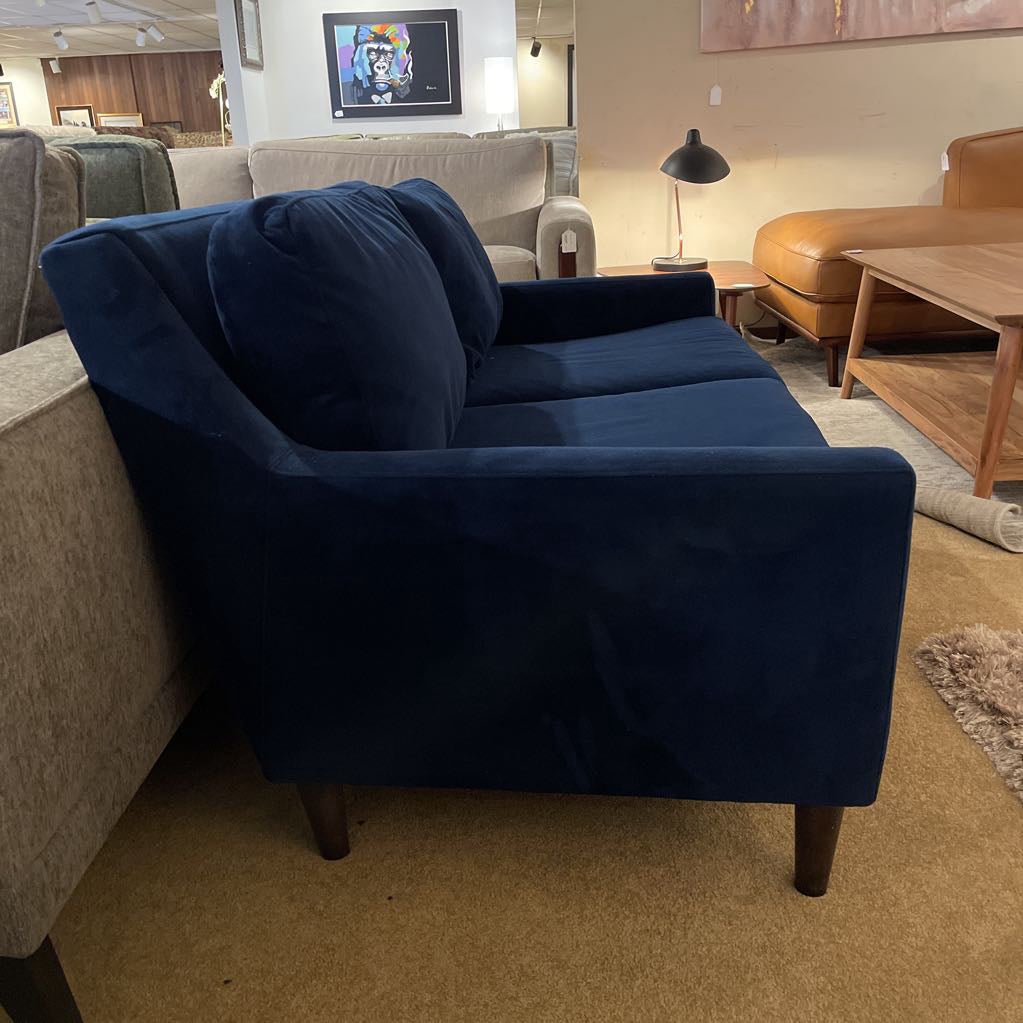 West Elm Everett Blue Velvet 2 Seat Loveseat U LOVESEATS