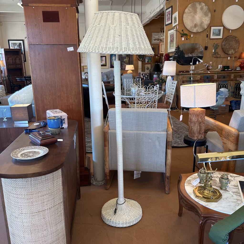 Vintage BOHO Wicker Double Bulb Floor Lamp LAMPS