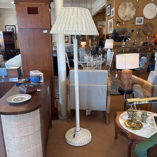 Vintage BOHO Wicker Double Bulb Floor Lamp LAMPS