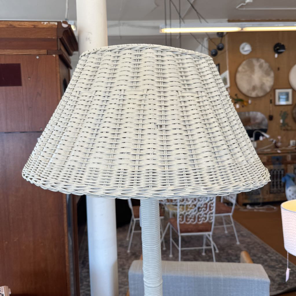 Vintage BOHO Wicker Double Bulb Floor Lamp LAMPS
