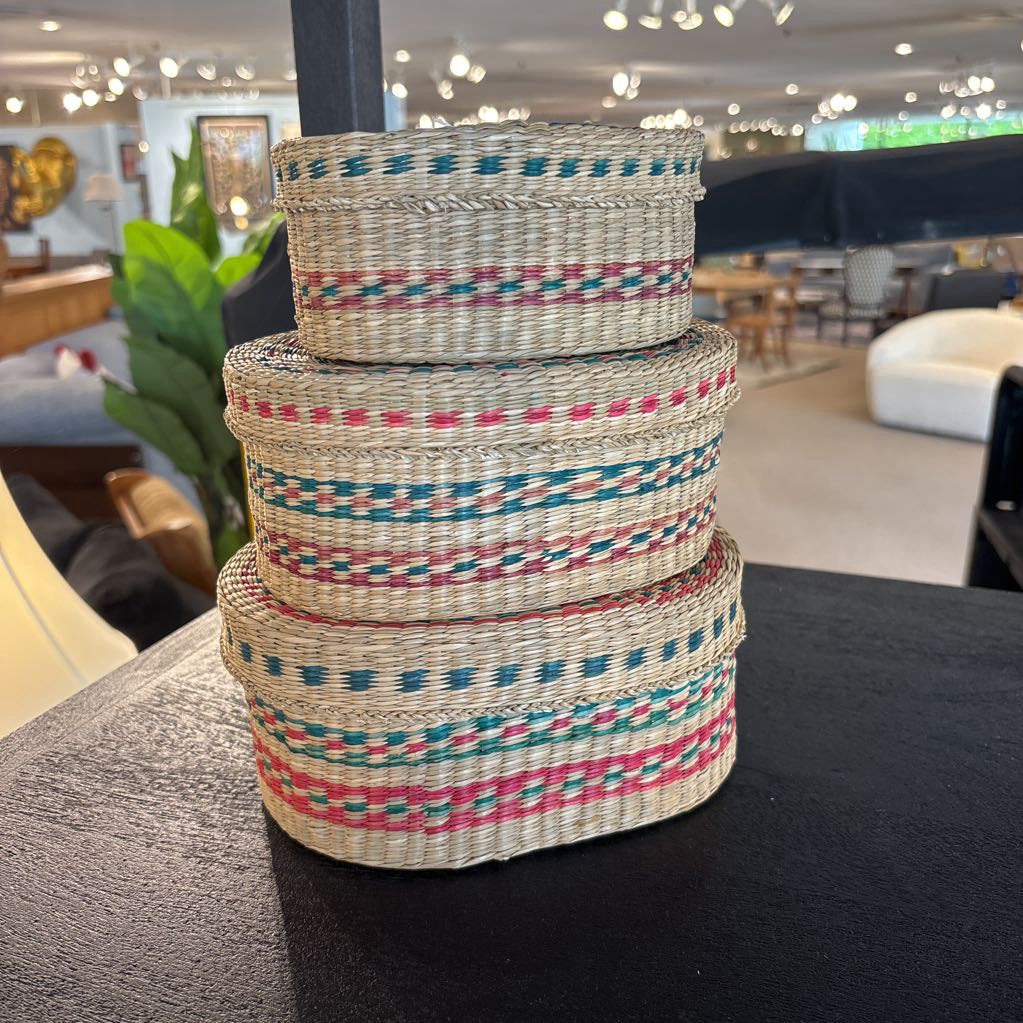 Set Of 3 Woven Nesting Boxes
