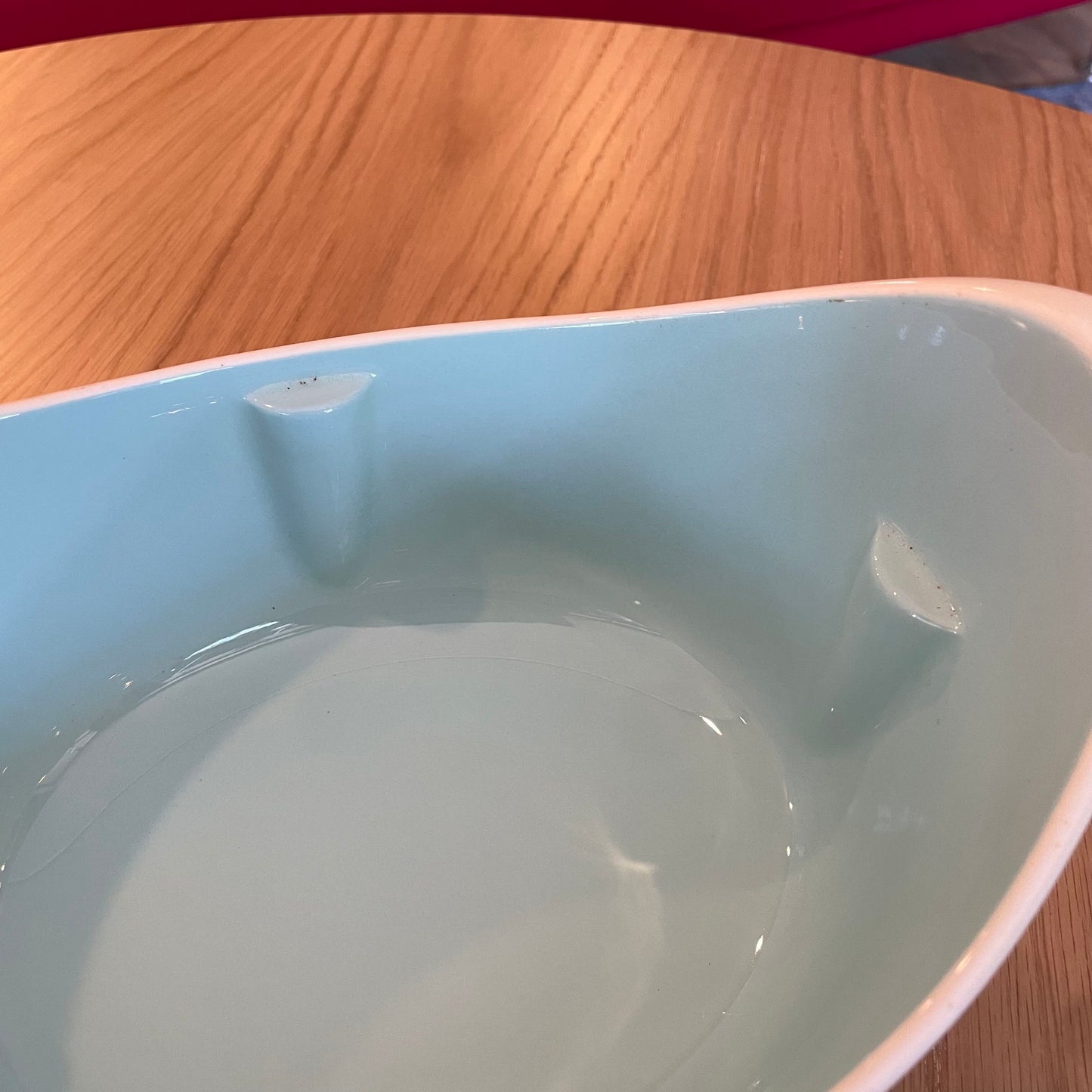 Vintage Oval Casserole with Lid with Finial & Blue Flower