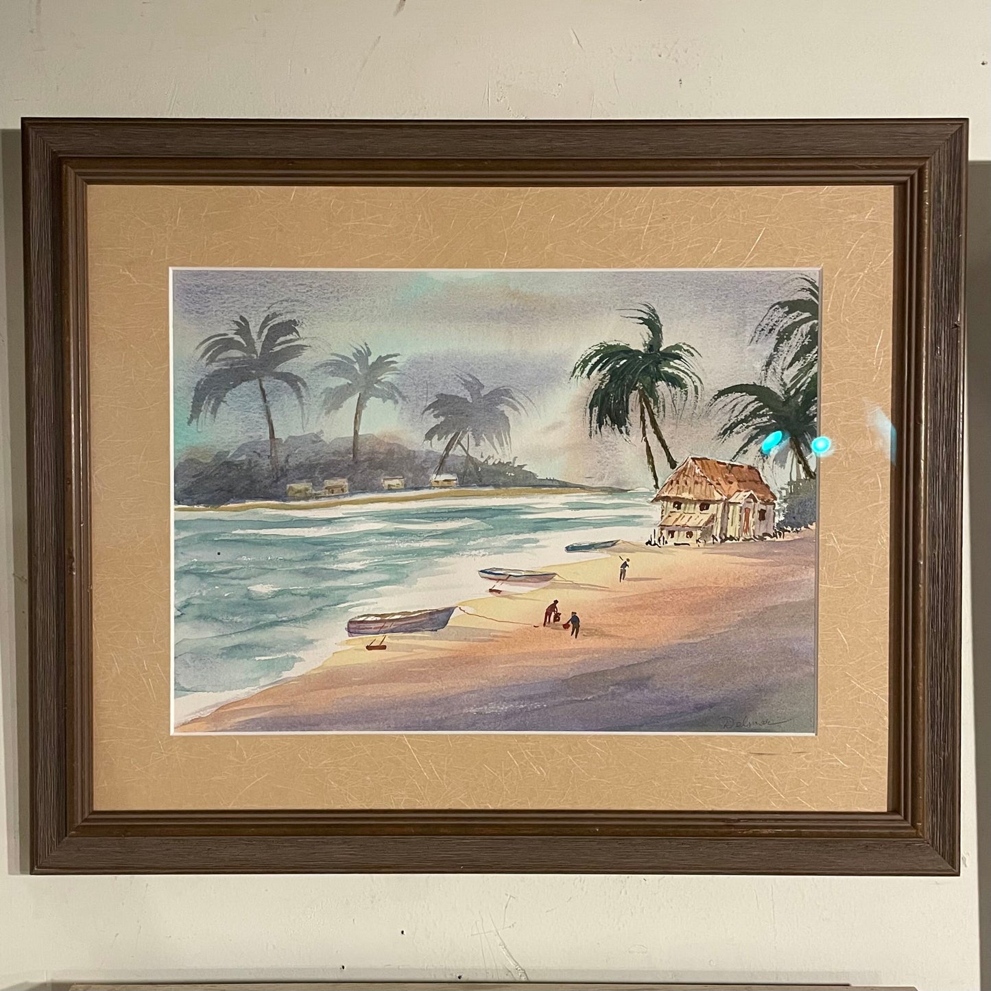 Tropical Beach with Boats and Villagers Art ART